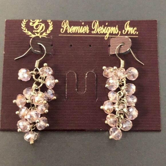 Premier Designs silver-tone & PINK PETAL EARRINGS - Picture 1 of 1